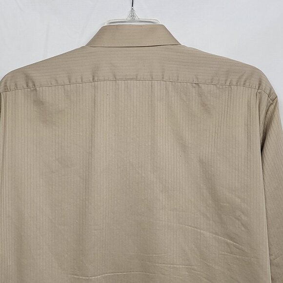 Arrow Mens Dress Shirt Satin Twill XXL 18.5 36/37 Button Up Long Sleeve Beige - Picture 10 of 15